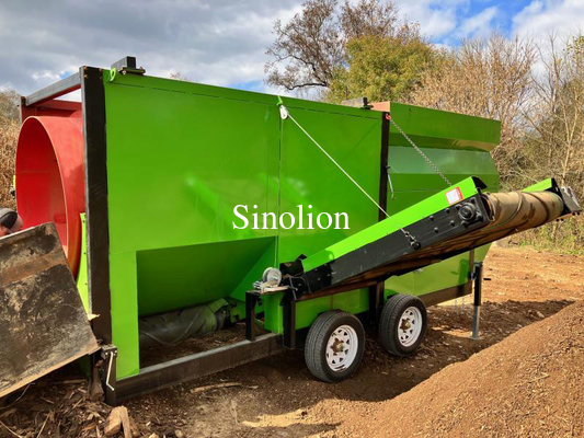 2800 KG Zhengzhou Sinolion Portable Mobile Topsoil Trommel Screen et machine à laver pour l'usine de sérigraphie