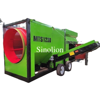 3100 KG Capacité circulaire mobile Compost Trommel Écran Portable Écran de revêtement de sol